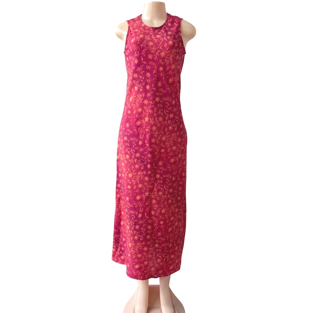 My Michelle Red Floral Midi Dress Womens 9/10 Sleeveless Sheath Y2K‎